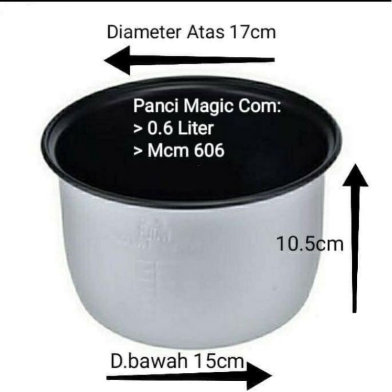 Panci Teflon Miyako 0,6L / Inner pot Magic com Miyako 0,6L Mcm 606