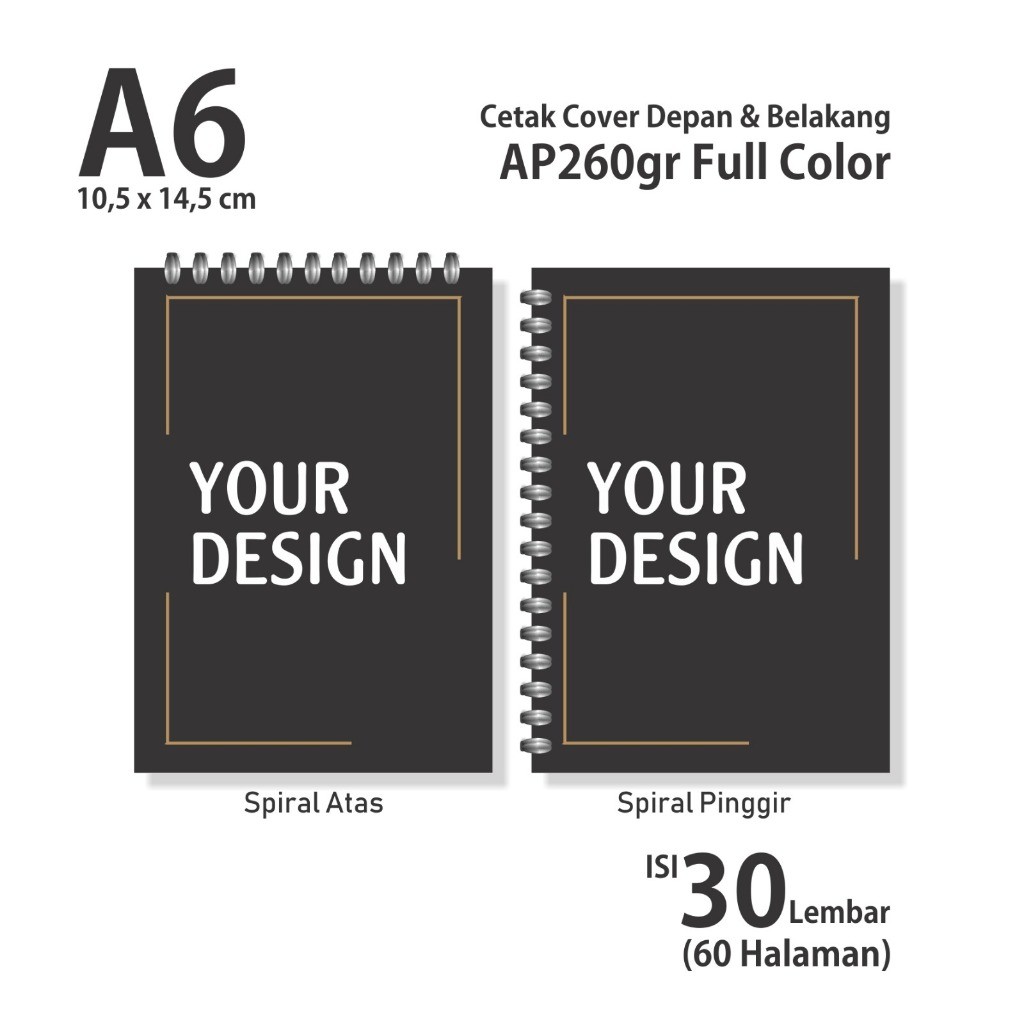 

Notebook A6 Custom Desain Spiral Mewah Murah