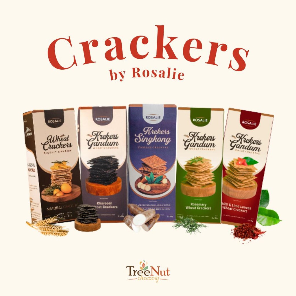 

Crackers Vegan – Cassava (Gluten Free) & Wheat Crackers Varian Rasa (Chilli & Lime, Rosemary, Original, Charcoal) – Plant-Based Snack | TreeNut Cheezery