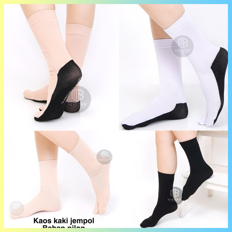 kaos kaki jempol wanita polos panjang/kaos kaki jempol telapak hitam/kaos kaki jempol polos dewasa N