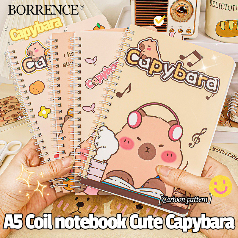 

1PCS Kawaii A5 Coil Notebook Cute Capybara Daily Notes Paper Books Mini Portable Journal Stationery Office School Supplies