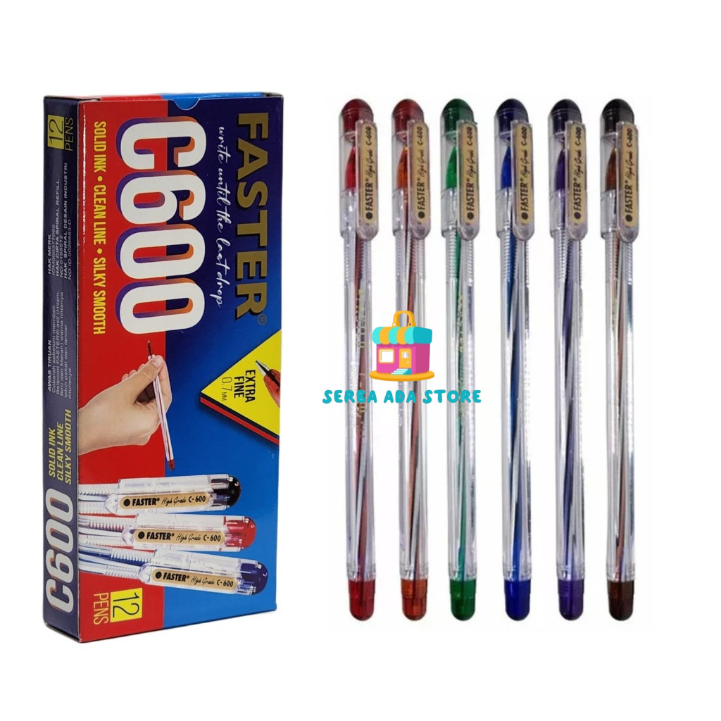 

Pulpen Faster C600 0.7 mm Bolpen Pena C600 Semi Gel Hitam Biru - SAS88