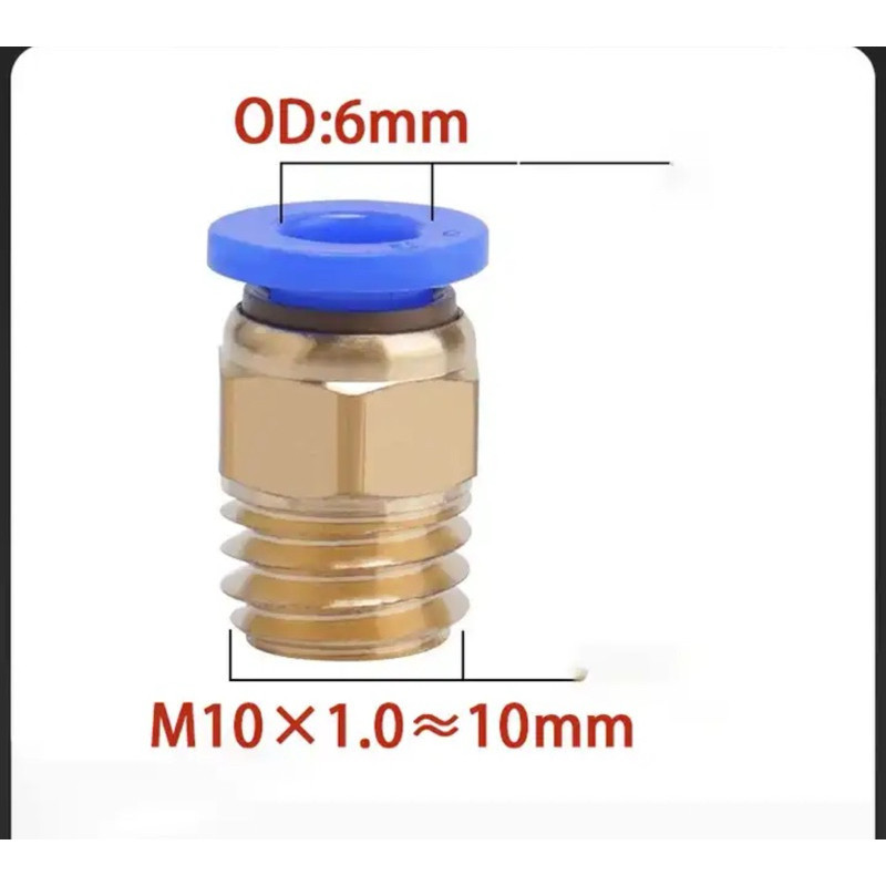 PC 6-M10 Pneumatic Fitting 6mm Ke Drat Luar M10 Atau 10mm