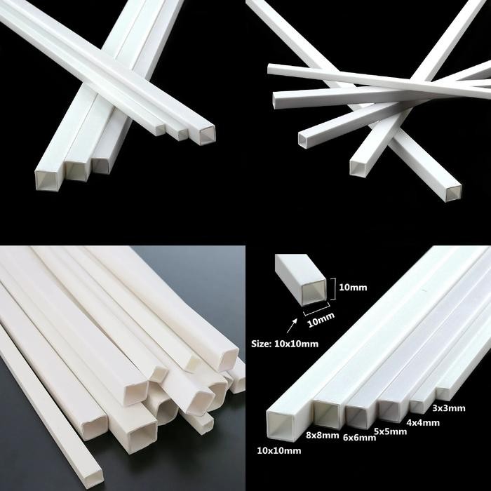 ABS Square Tube - Hollow Plastik Maket Pipa Kotak Rongga Stick PVC - 2mm
