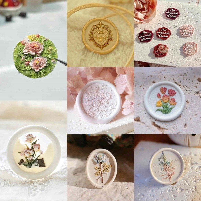 

2025 Lacquer Seal Seal Head Embossed Multi-Layer Fine Carved Copper Head Hand Account Diy Invitation Envelope Opening Stamp Toy