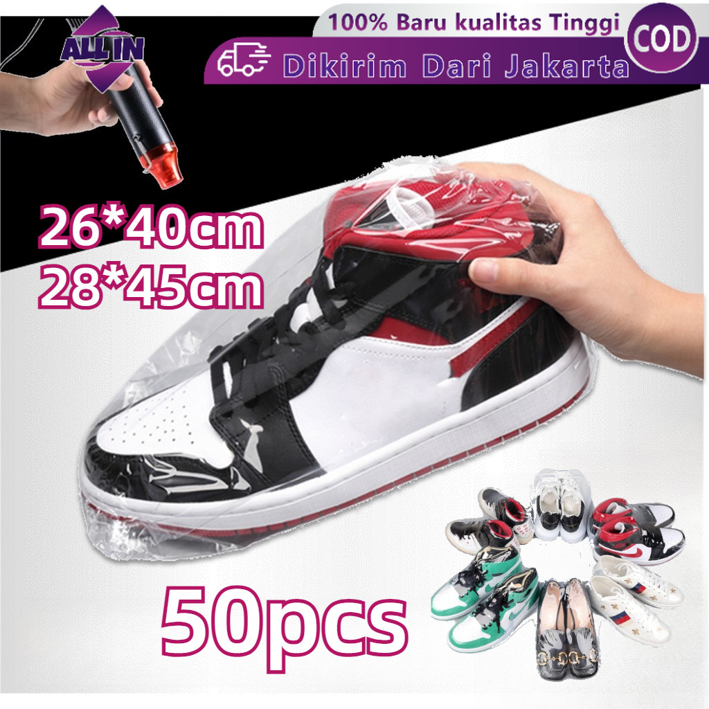 

50pcs Tas Penyimpanan Sepatu Shrink Plastik Pelindung Anti Lembab & Debu Multifungsi Kedap Udara