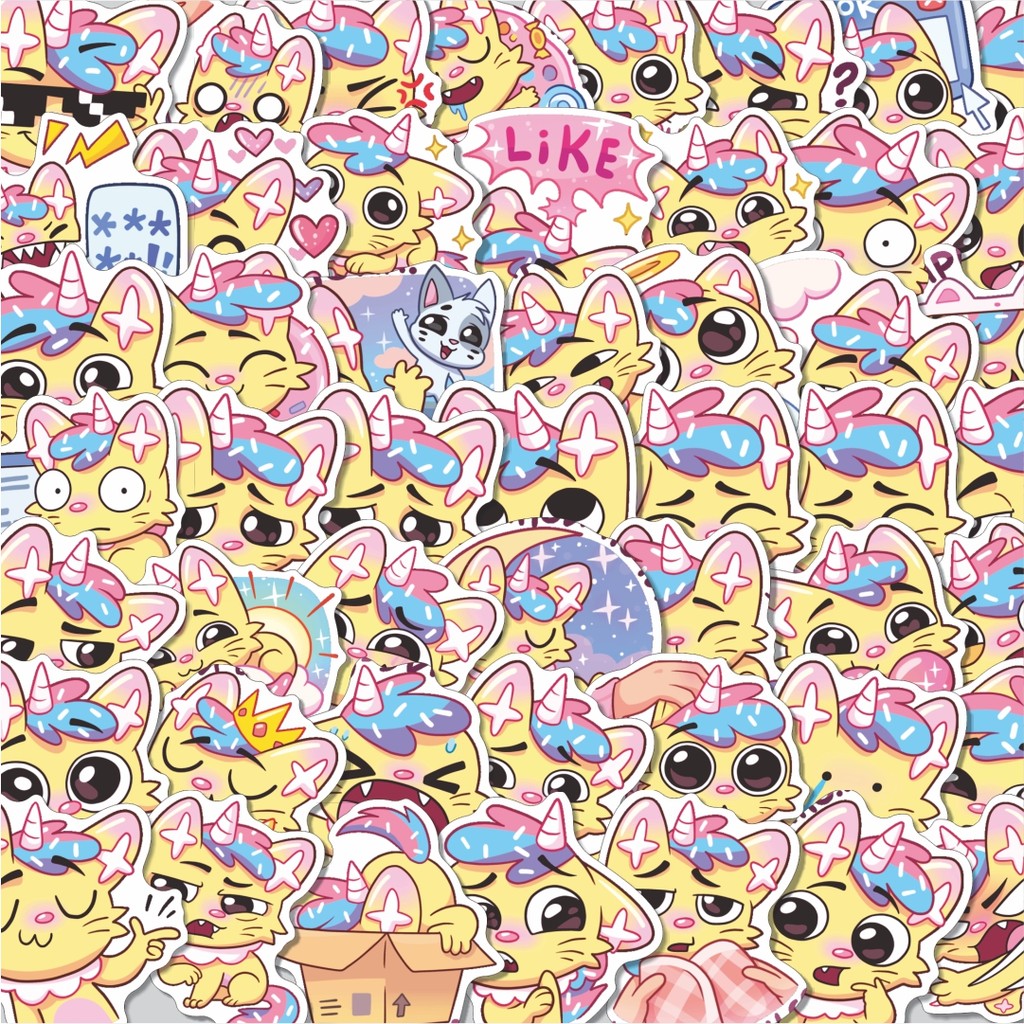

Stiker Cutting Pack Stiker Kucing Lucu Candy Cat Isi 100Pcs Series Aesthetic Lucu Keren Untuk Koper Bahan Vynil