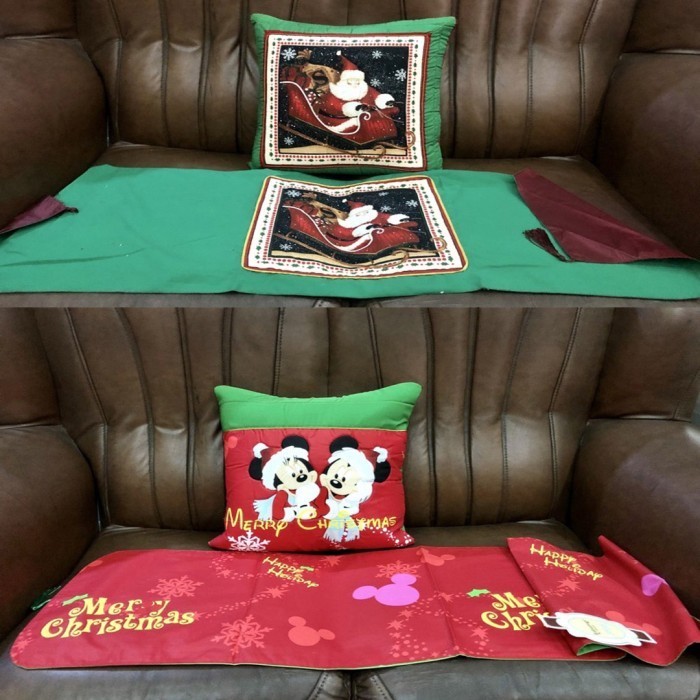 Paket Sarung bantal Natal 40x40 dan taplak
