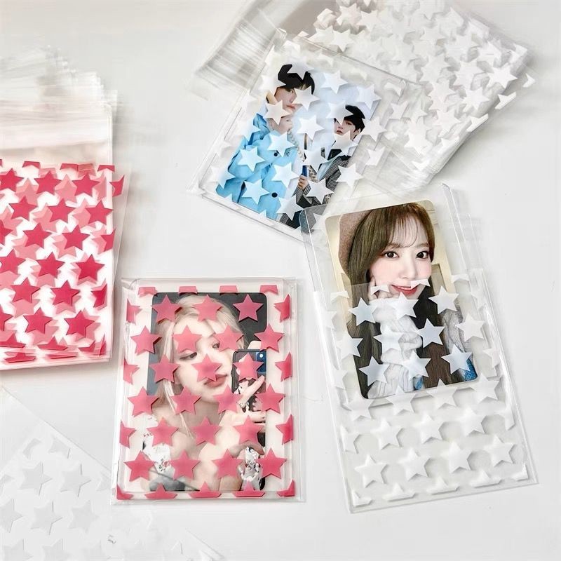 

[GAMGAM] 5 Pcs Plastic Sealing Bag Stars Pattern Toploader Packaging Bag Kantong Kemasan Transparan