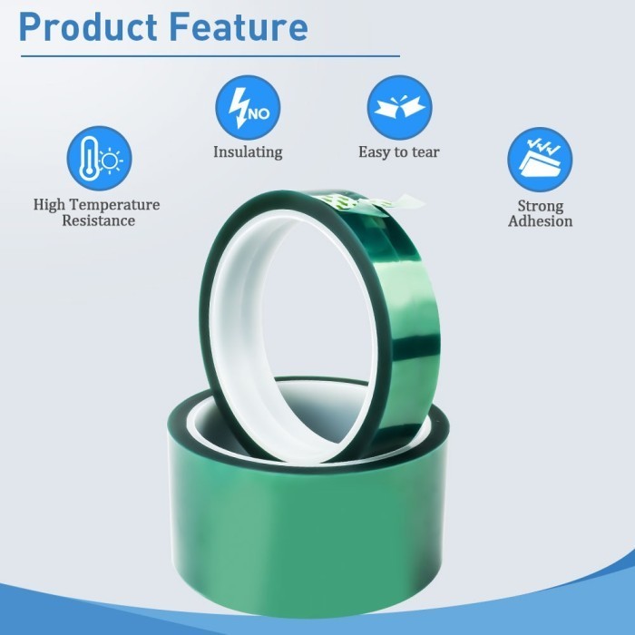 

Isolasi Tahan Panas Hijau / Coklat Lakban Solder Up to 200 Derajat Masking Die Cut Panjang 33M