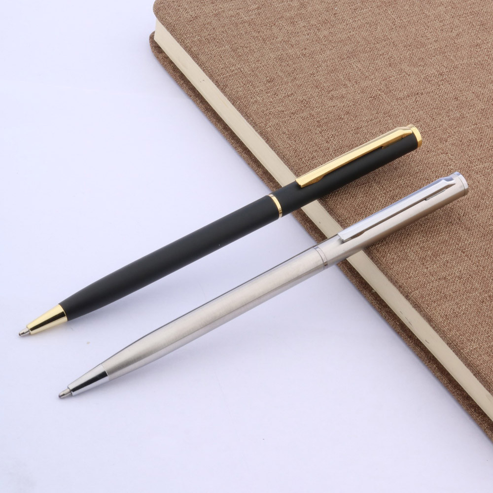 

luxury High quality brand matte black student pen stainless golden wave Engraving technology Ball point pen Office Supplies