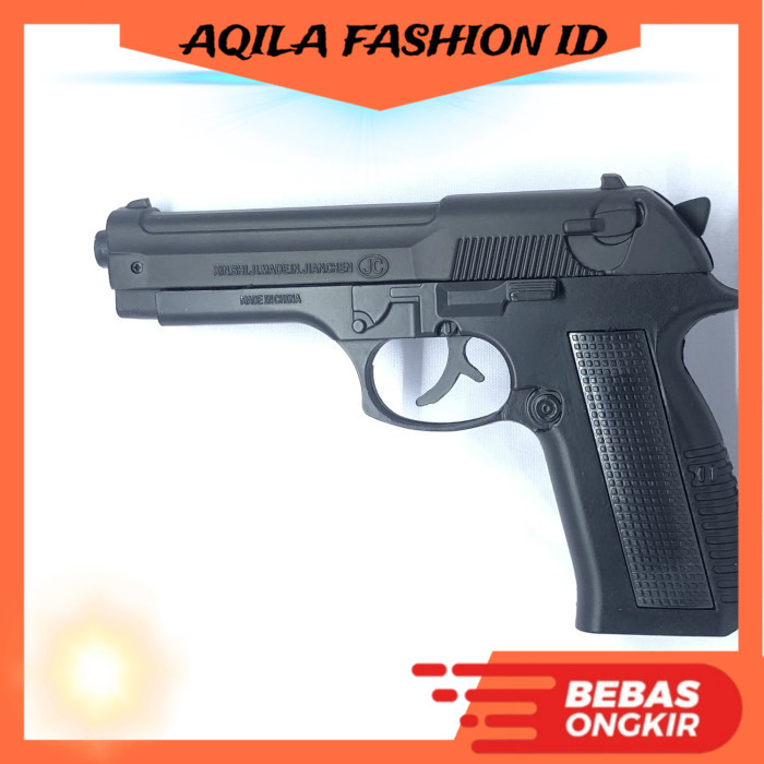 Korek Api Mancis Gas Pistol Baretta 608 Hitam Mirip Pistol Asli Ukuran Jumbo