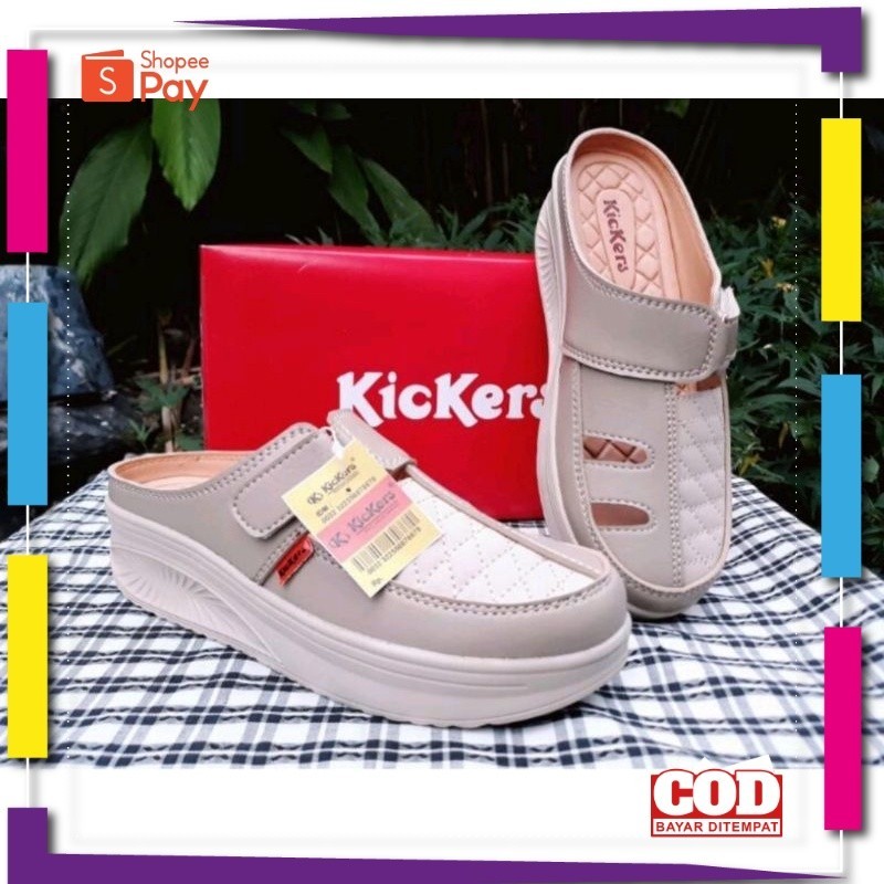 [PREMIUM ORIGINAL] WEDGES SPATU KICKERS WANITA ST04 // sandal Slop wedges Kickers ST04 // spatu wedg