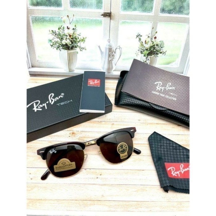 (COD) KACAMATA RAYBAN CLUBMASTER 3016 LENSA KACA UV 400 HARD DIAMOND MURAH  IMPORT