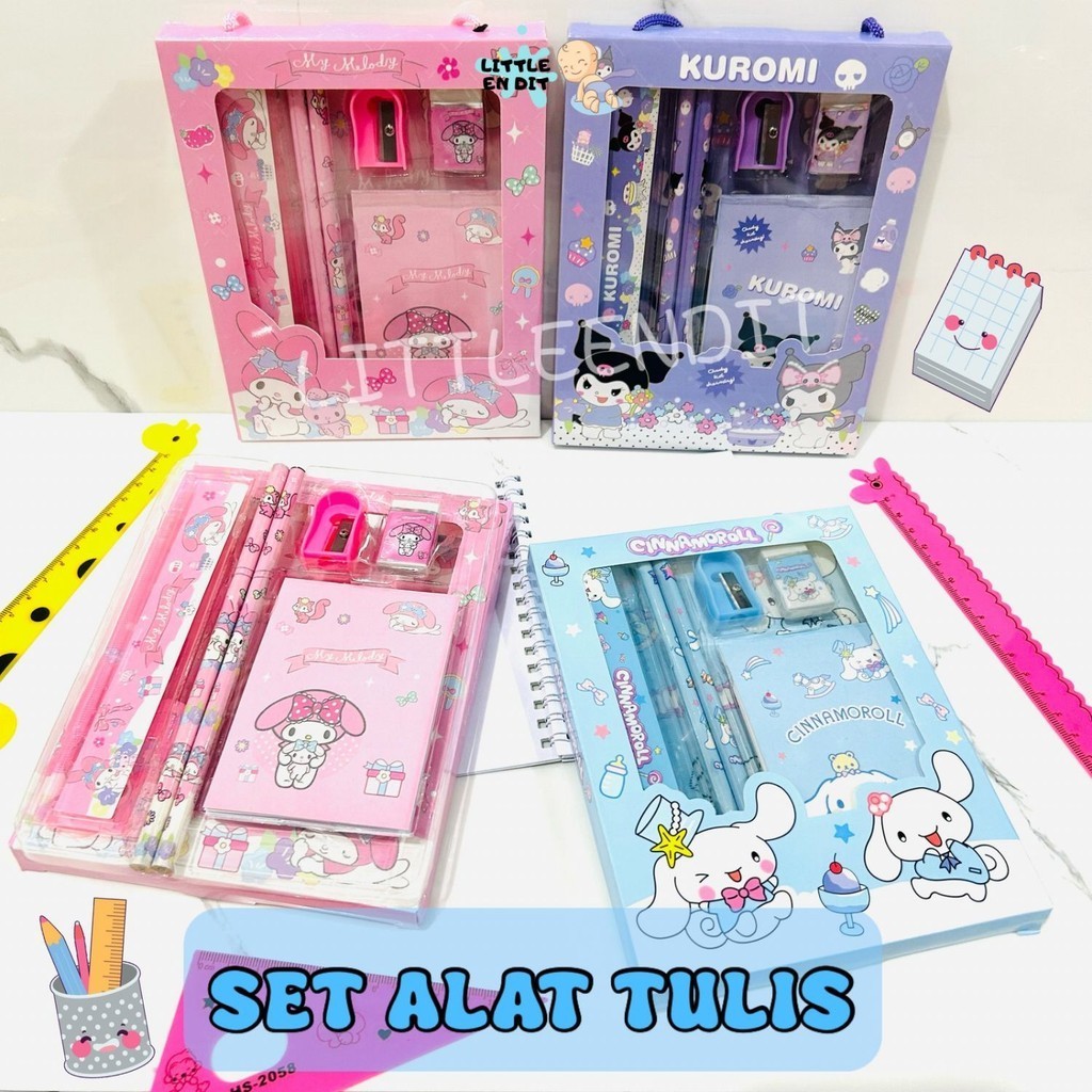 

Poohstation ATK45 Alat Tulis Set 6in1/ Stationary Sel Lucu Karakter Kuromi Cinnamorol Melody/ Perlengkapan Set Pensil Penggaris Penghapus