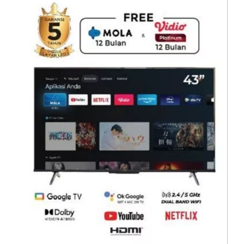 POLYTRON 4K UHD TV LED ANDROID 43 INCH 43UG5959