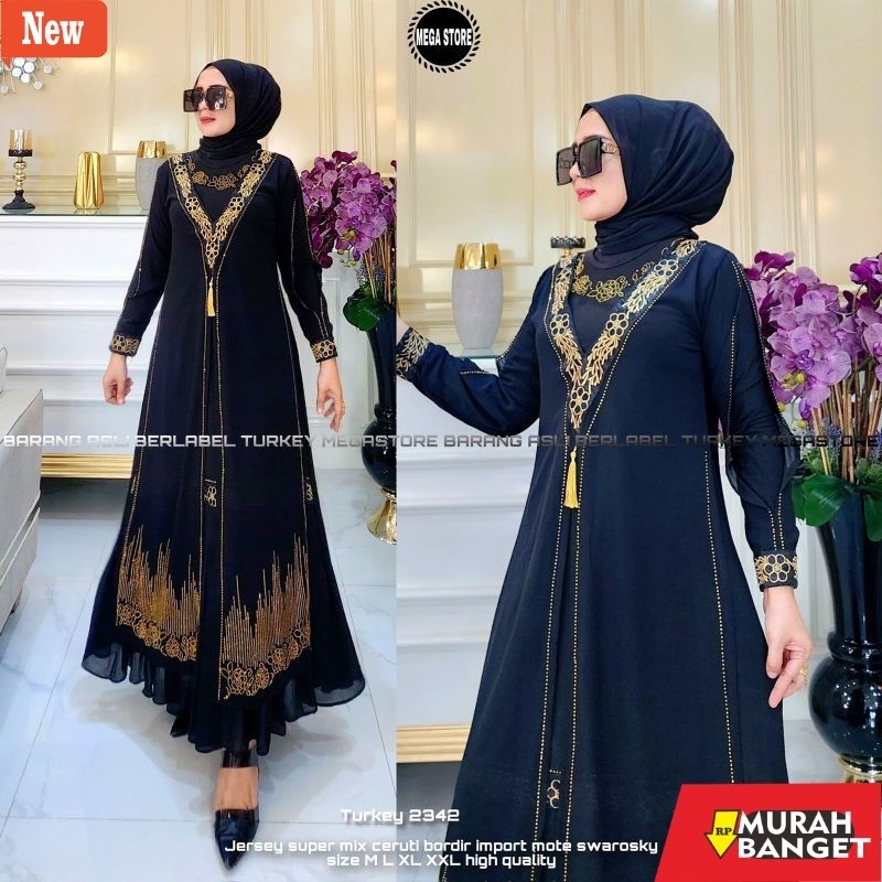 abaya shopee haul 2024 Gamis Turkey 2342 Dress Busana Muslimah By Original Mega Store