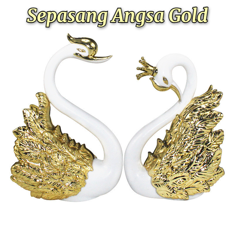 Sepasang Angsa Gold / Silver Hiasan Flaminggo Pajangan Angsa / Pajangan Sepasang Angsa