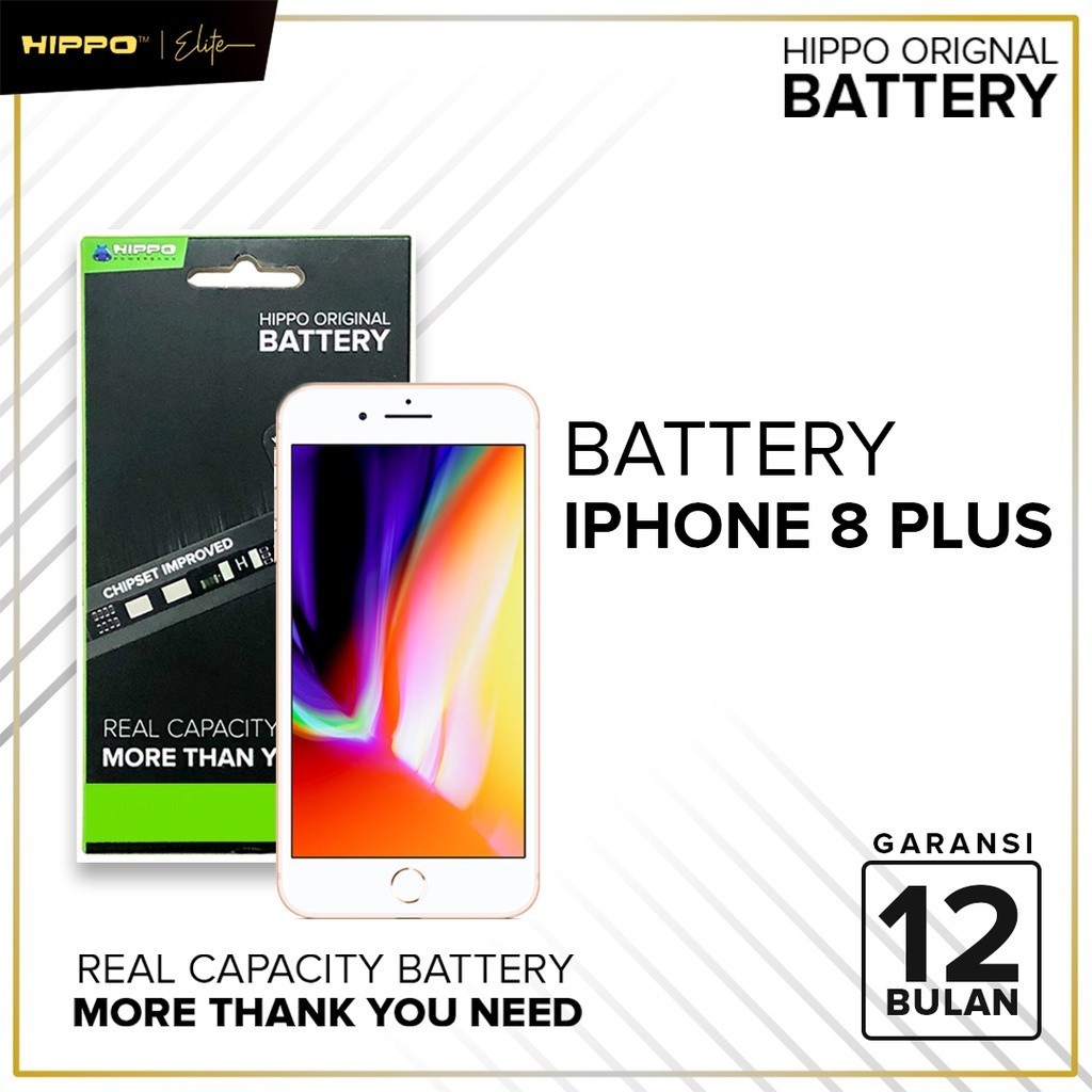 Hippo Baterai Iphone 8 Plus 2960mAh Battery Batere Batu Batre Batrai HP Handphone Garansi Original O