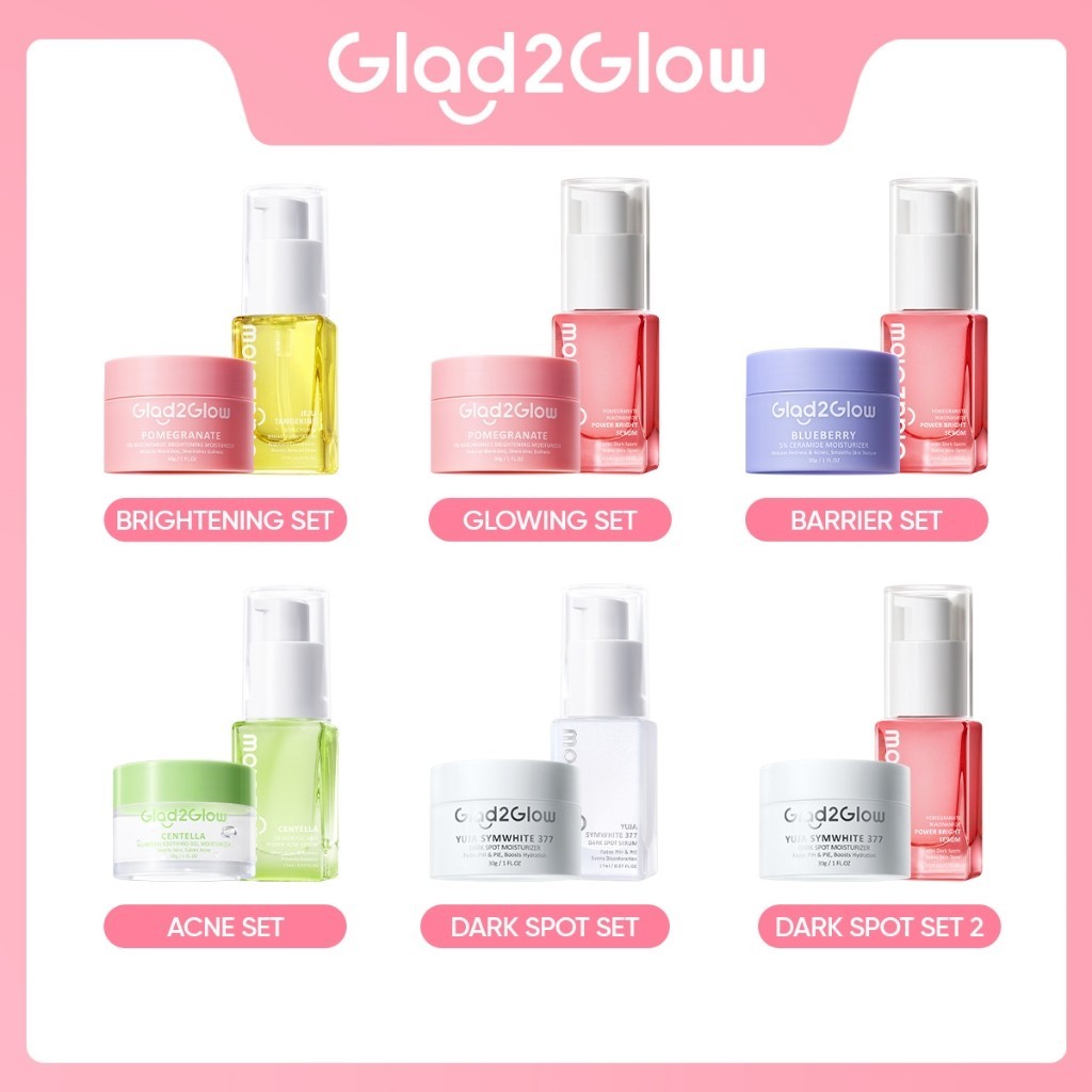【PRE-ORDER】Glad2Glow 2pcs Skincare Paket Moisturizer + Serum - Brightening Moisturizer Gel + Serum G