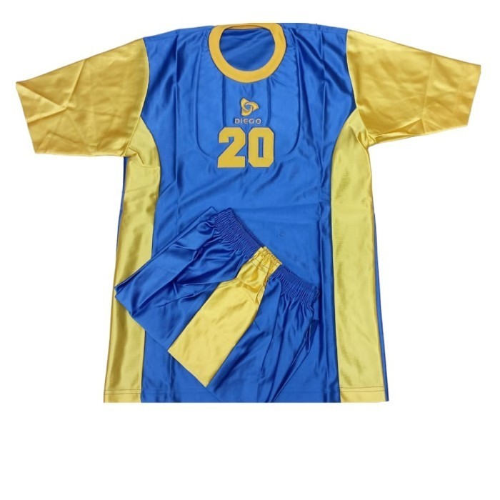 Baju Stelan Kiper Futsal Sepak Bola Kombinasi Biru/Kuning