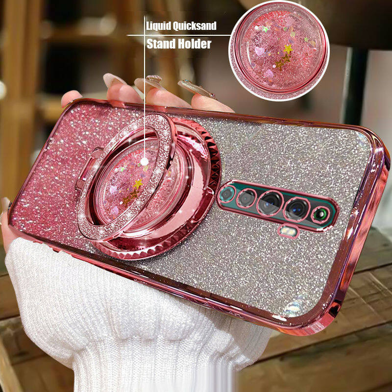 For OPPO Reno2 / Reno2 F / Reno2 Z / Reno3 Find X8 X9 Pro 5G case with Liquid Glitter Quicksand hour