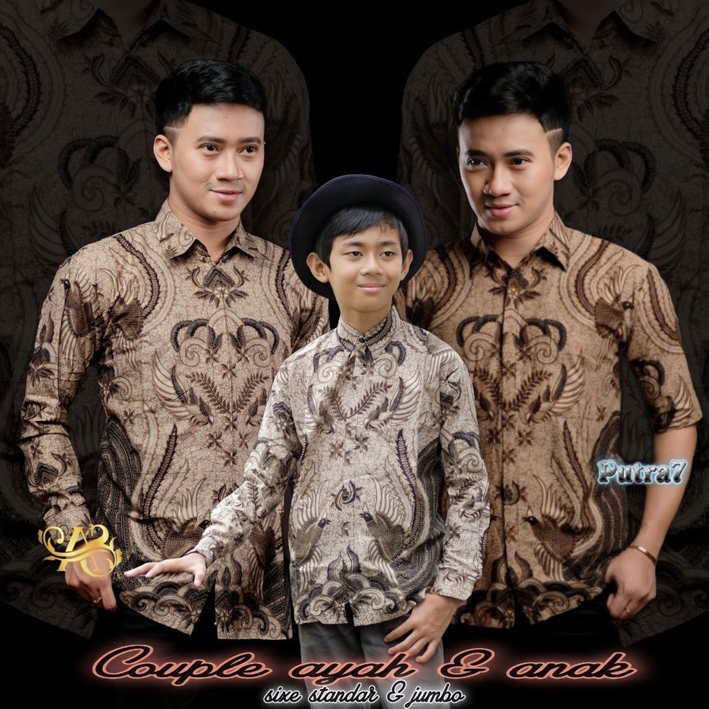 Baju Batik couple ayah & batik anak laki laki modern mewah ori-Kemeja Batik pria modern 2022 mewah o