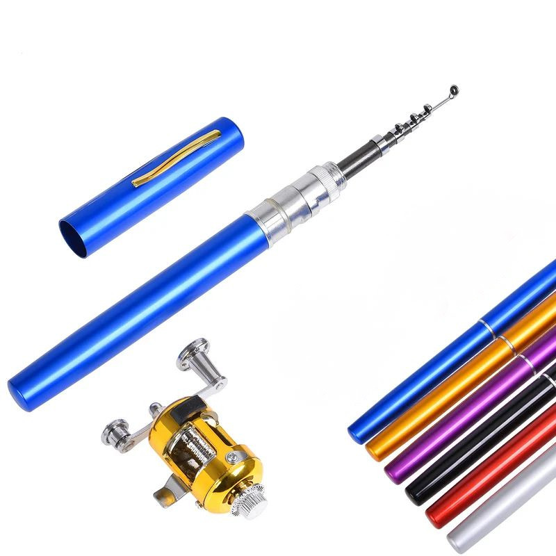 Pocket Size Fishing Rod Set Telescopic Pocket Pen Fishing Rod Fishing Rod and Reel Combo with Mini T