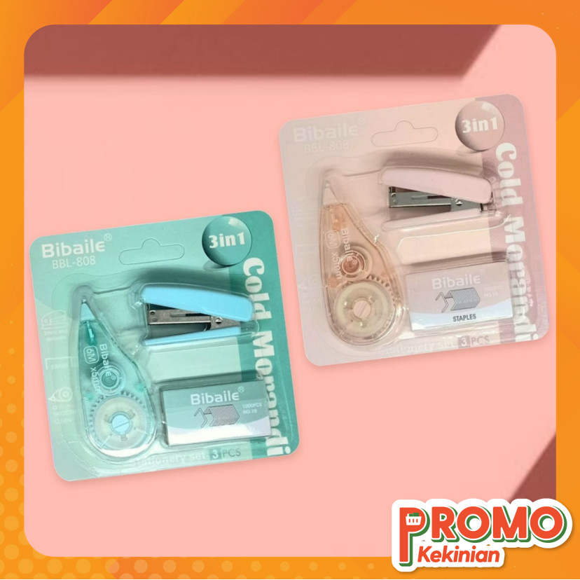 

Promo Kekinian - S6336 Set Alat Tulis Staples & Pita Koreksi / (RANDOM) Set Correction Tape & Stapler / Perlengkapan Staples & Isi Staples