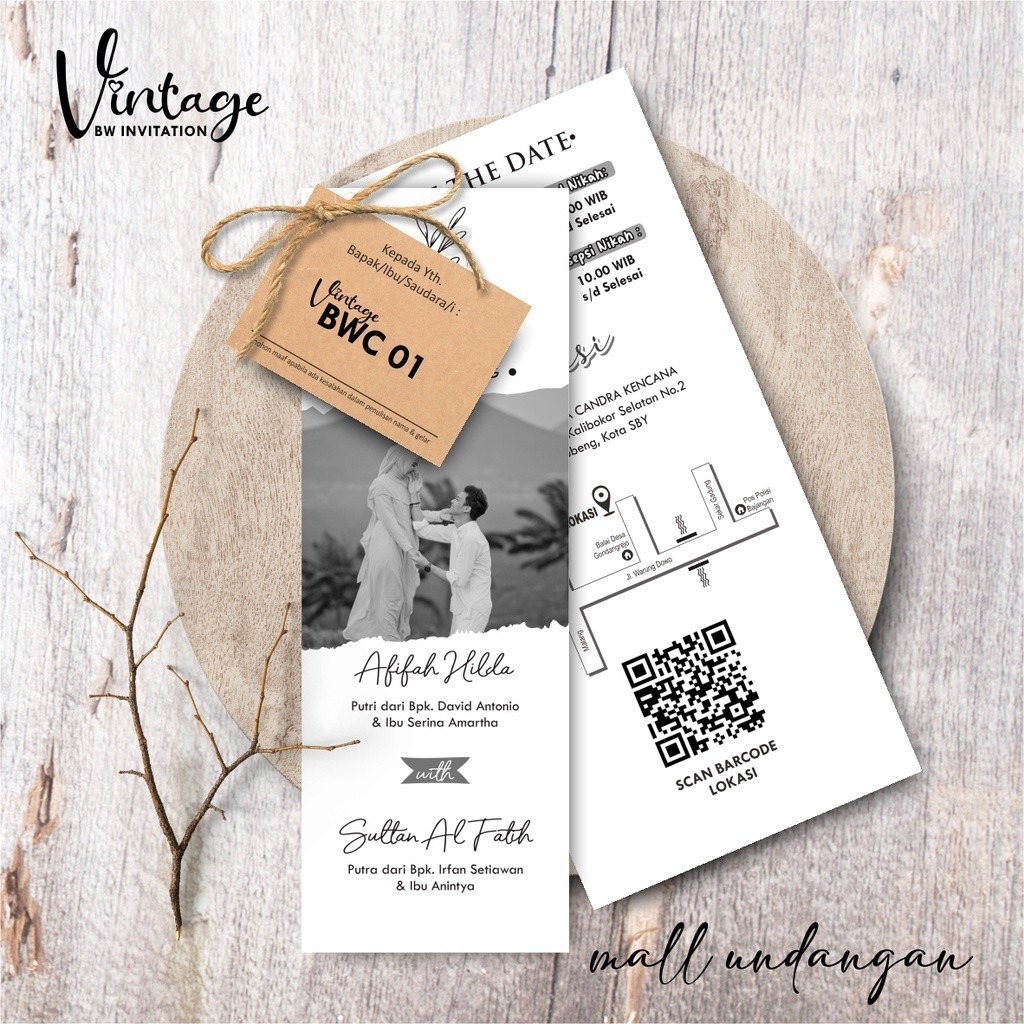 UNDANGAN PERNIKAHAN HANGTAG VINTAGE TALI SIMPLE MURAH