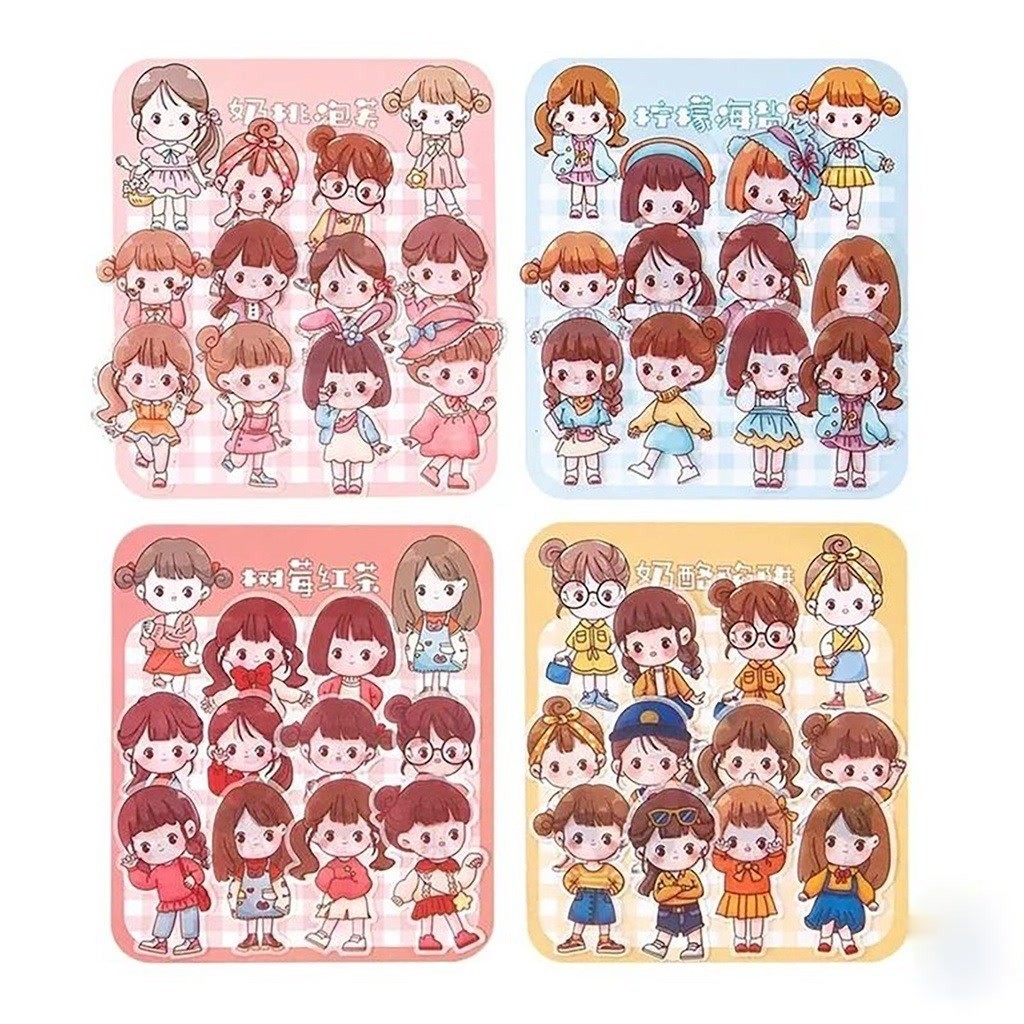 

40pcs Stiker Motif Kartun Anak Perempuan Anti Air Untuk Dekorasi Handbook Diy - Stazionario