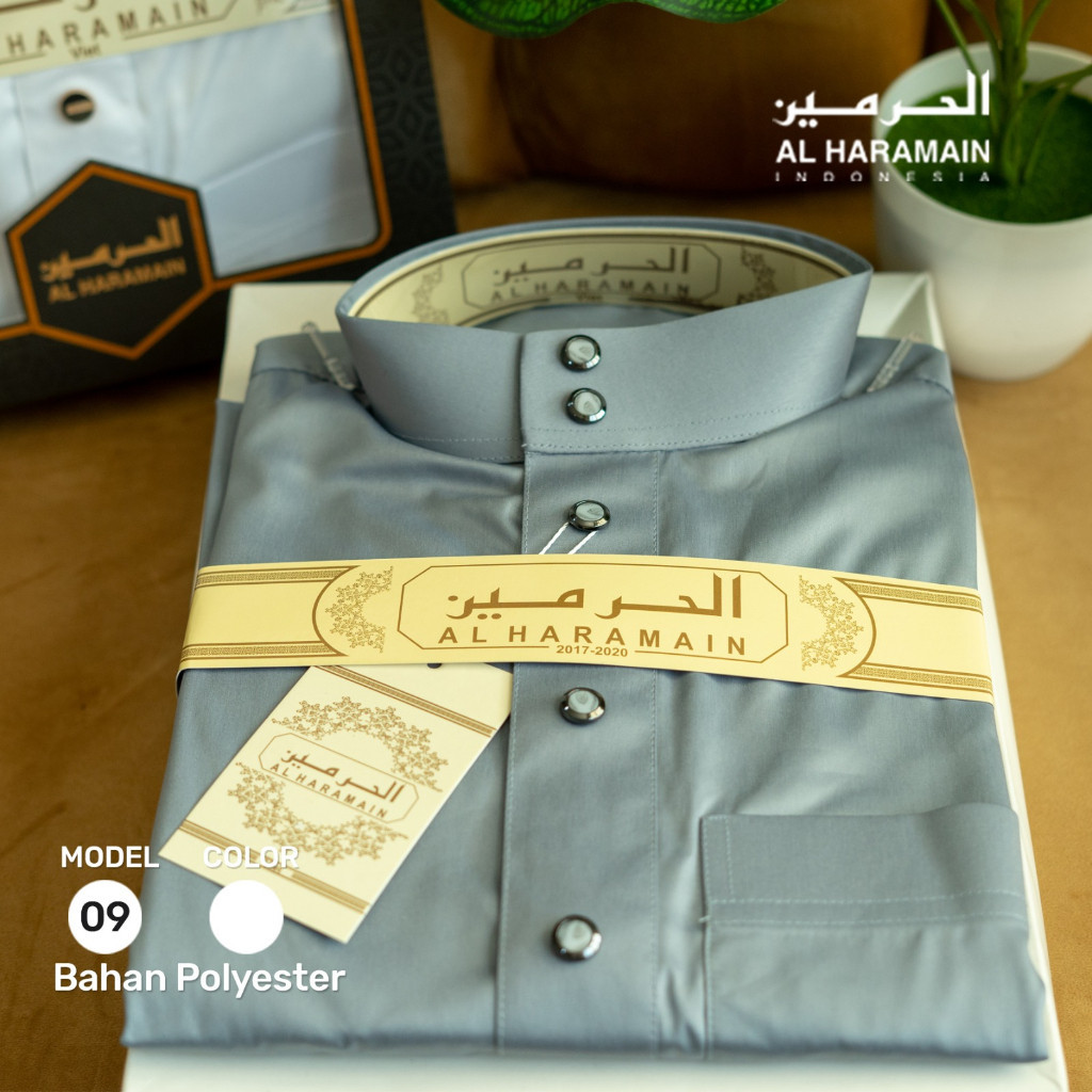 (TANPA BOX) AL Haramain Jubah / Gamis Pria Dewasa Premium (09) Kancing L | Biru Telur Asin | Toska |