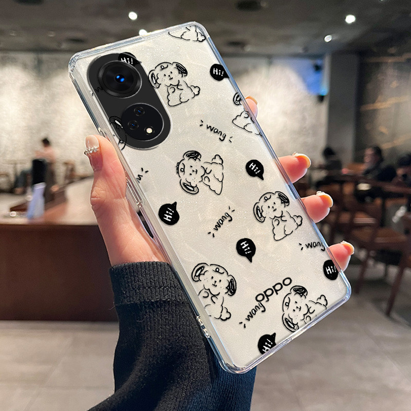 Casing Ponsel Trend Line Dog untuk OPPO A98 5G A96 A95 A94 A92 S A9-2020 A91 A8 A79 A78 5G NFC A77S 