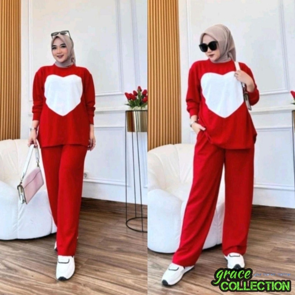 SETELAN TRAINING MERAH PUTIH HEART XL / SETELAN AGUSTUSAN / BAJU AGUSTUSAN / SETELAN JOGGER JUMBO / 