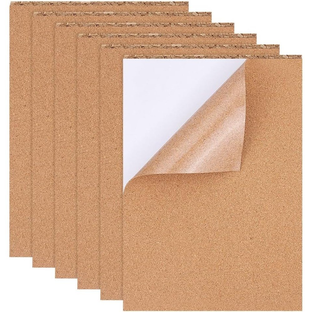 

8 Pack Self-Adhesive Cork Sheets 1mm Thick A4 Rectangle Insulation Cork Backing Sheets for Coaster, Wall Decoration, Wedding