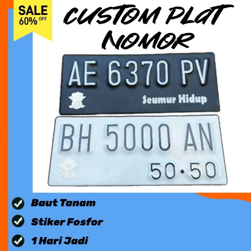 plat motor putih baut tanam
