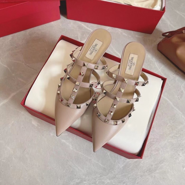 New Counter ORI TOP Valentino Rockstud Heels 6cm Branded Import Quality Nude