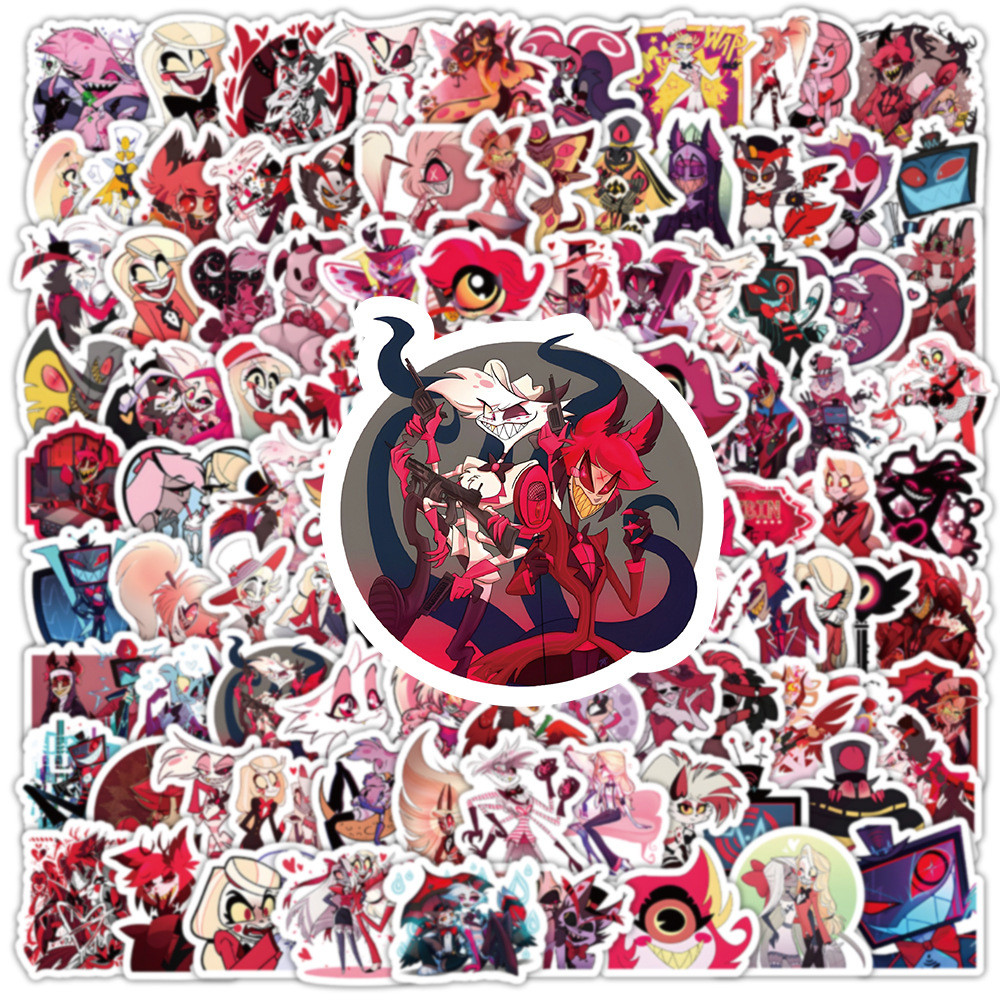 

10/30/50/100pcs Hazbin Hotel Cartoon Stickers Anime Helluva Boss Decals Toy DIY Laptop Skateboard Car Cool Graffiti Sticker Pack