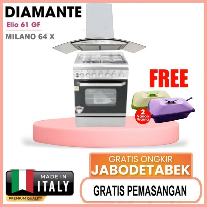 DIAMANTE MILANO 64X Kompor FREESTANDING COOKER+CHIMNEY HOOD