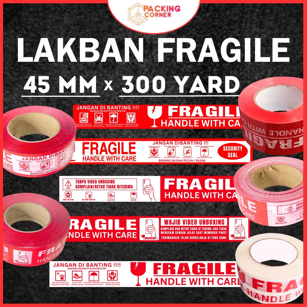 

Lakban Fragile Merah 2 Inch 300 Yard Jangan Dibanting 48 45 Mm 2" 300Y Handle With Care