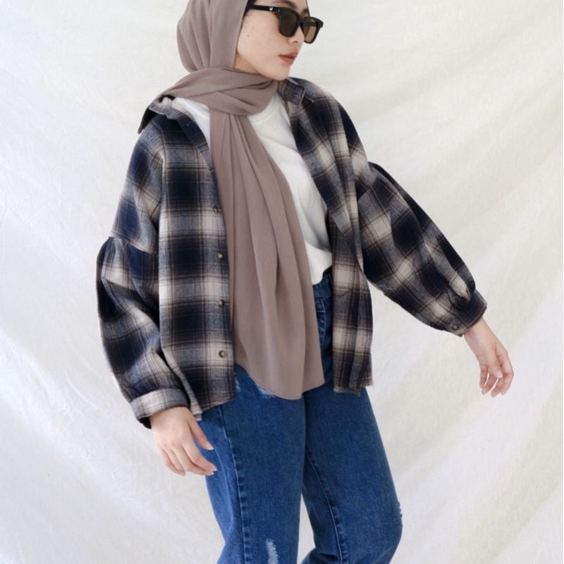 FLANEL SHIRT | KEMEJA OVERSIZE TARTAN | KEMEJA FLANEL WANITA MODEL KIMBERLY