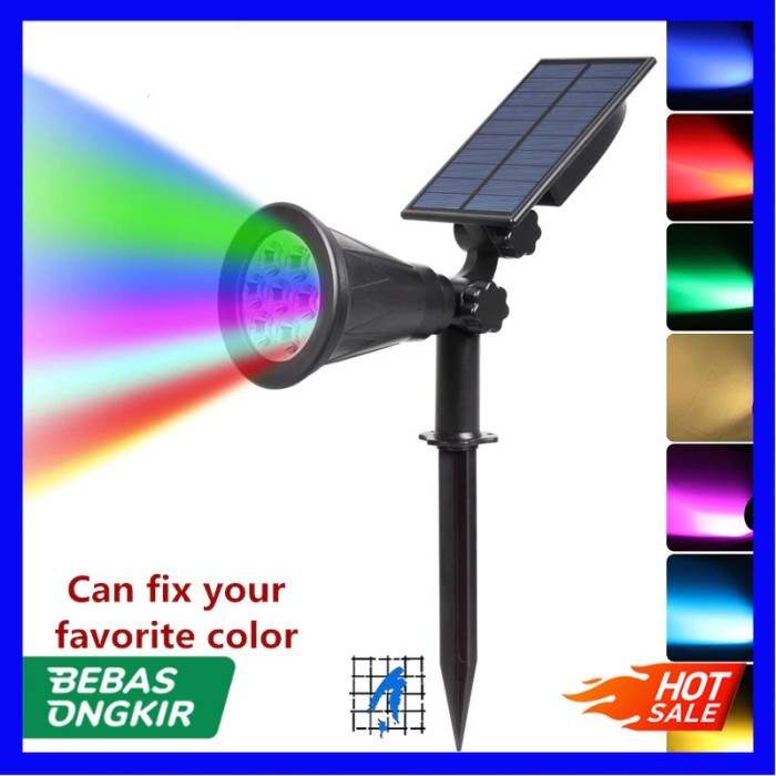 Lampu Sorot Taman Energi Solar Panel RGB 7 LED