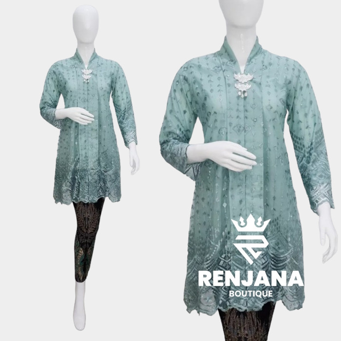 ✨NEW✨ -kebaya kartini tile payet modern setelan - silver, M