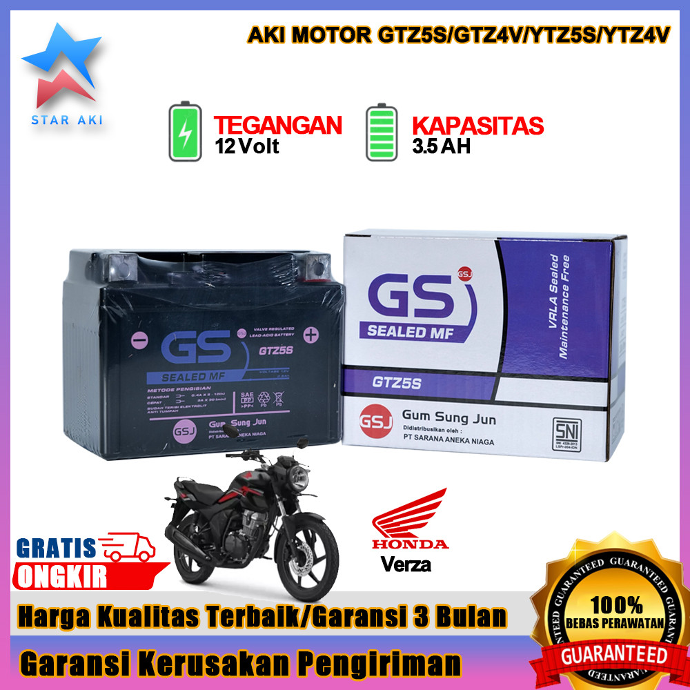 Aki Motor Honda Verza Aki Kering Accu Kering MF GTZ5S