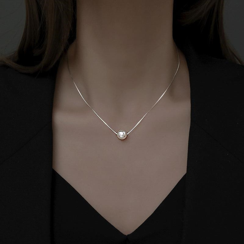 Simple Pearl Pendant Necklace for Women Fashion Korean Box Chain Elegant Clavicle Chain Choker Neckl