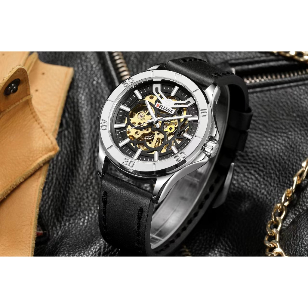 BUY 1 GET 1..JAM TANGAN PRIA WANITA BELLEDA ORIGINAL AUTOMATIC 9482 KULIT