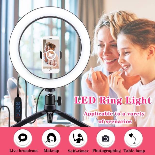 RING LIGHT LED 16CM FOTO SELFIE VLOG YOUTUBER VIDEO TRIPOD LAMPU RINGLIGHT VLOGER gks
