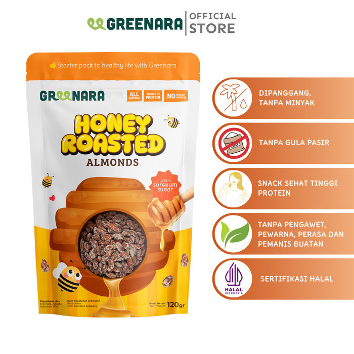 

Greenara Honey Roasted Almonds 120gr / Kacang Almond Madu