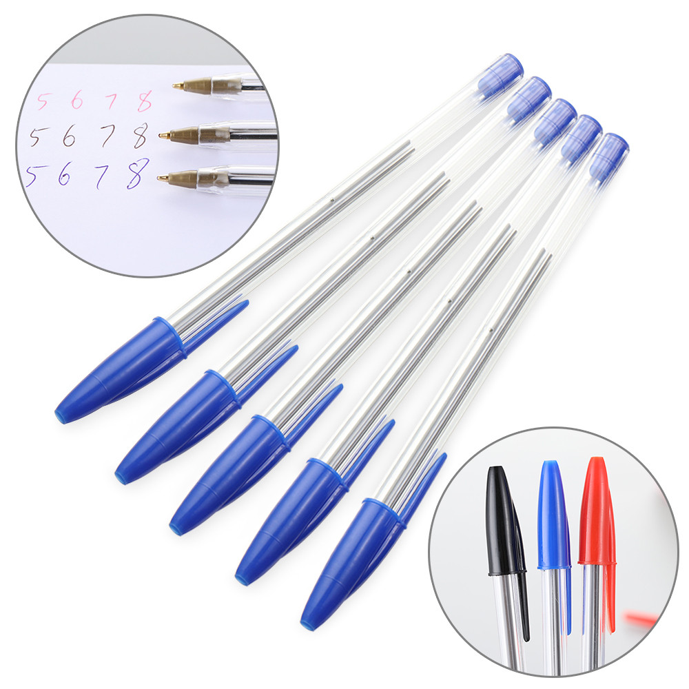 

5Pcs Ballpoint Pen Red Blue Black 1mm Ballpoint Pen Portable Smooth Longlasting Ballpoint Pen Stationery School Office Supplies