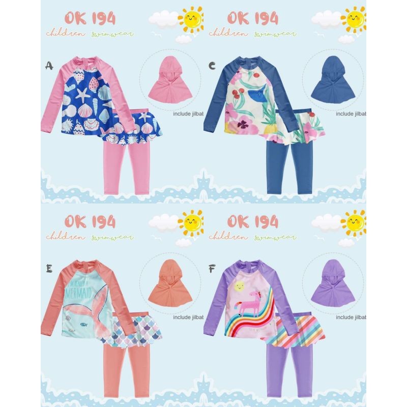 MY71JW OK194 BAJU RENANG ANAK MUSLIM/BAJU RENANG ANAK PEREMPUAN/BAJU RENANG ANAK  HIJAB